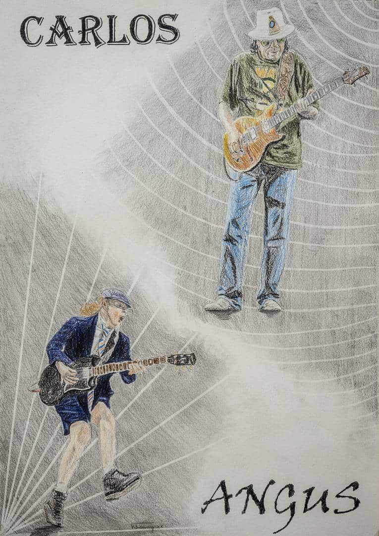 Angus Young and Carlos Santana